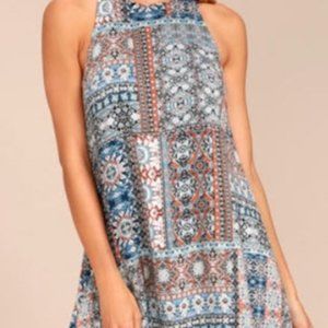 Gray Print Swing Dress